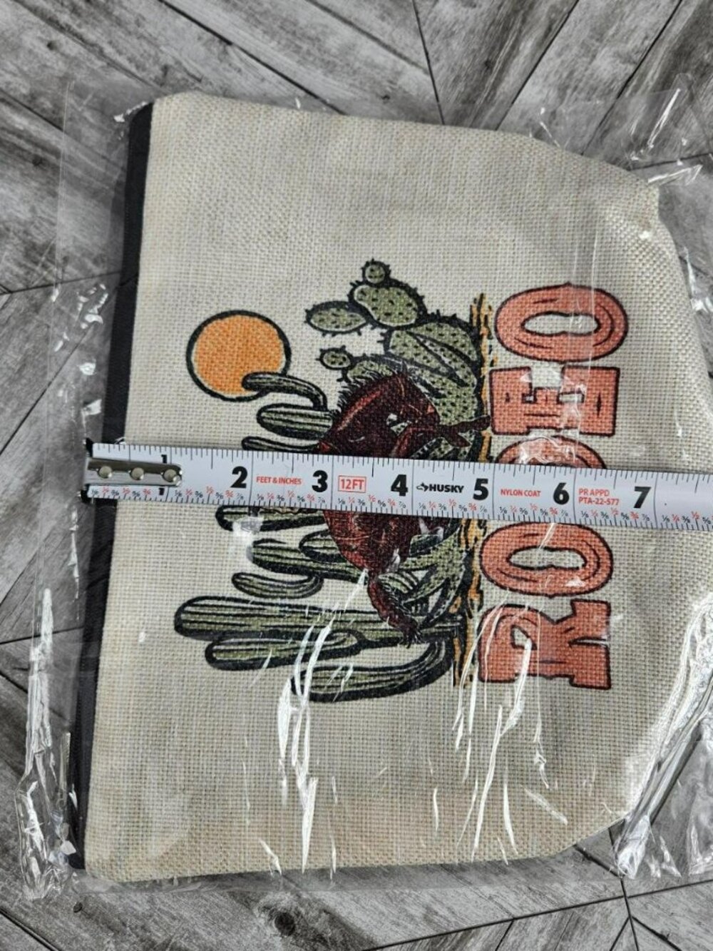 Rodeo Theme 2 Zipper Pouches Bags Purse Cactus Bull Western Cowgirl Canvas NWT - Picture 4 of 4